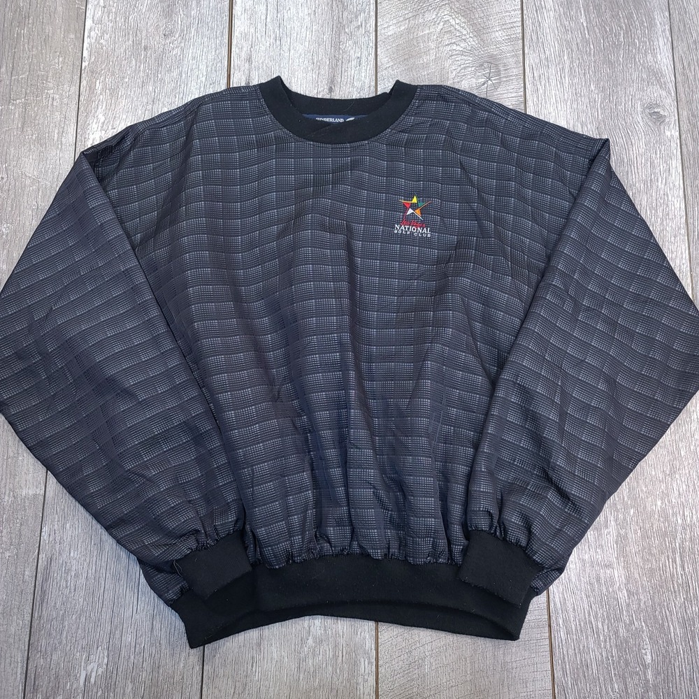Sunderland Of Scotland Mens Pullover Windbreaker Size XL Black Plaid Las Vegas